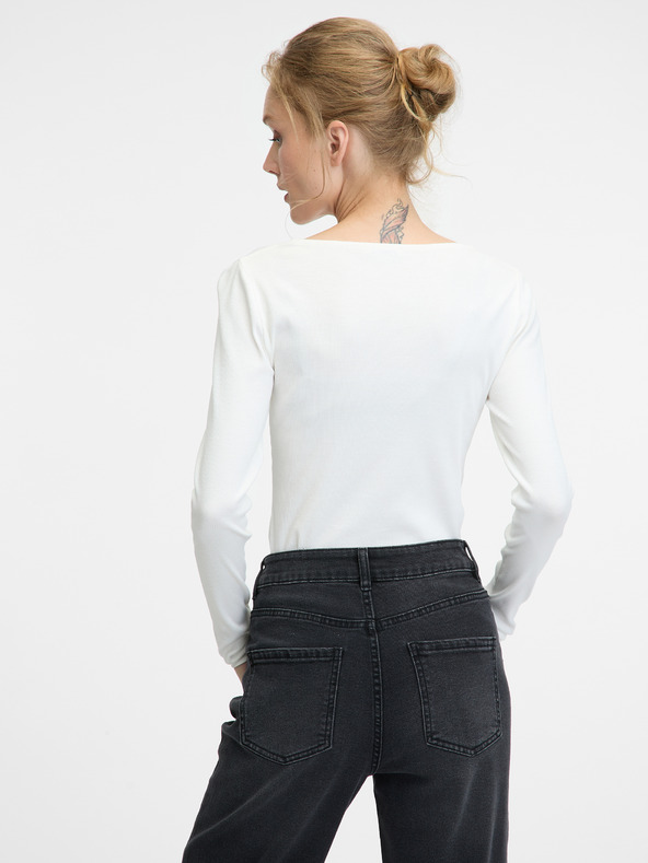 Orsay Weißes langärmeliges Damen T-Shirt ORSAY