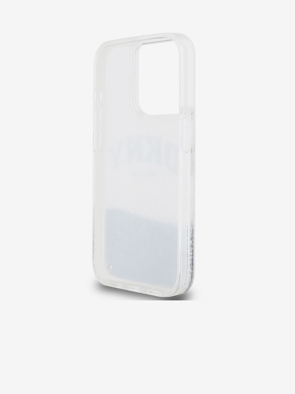 DKNY Liquid Glitter Arch Logo Back Cover für iPhone 14 Pro Transparent DKNY