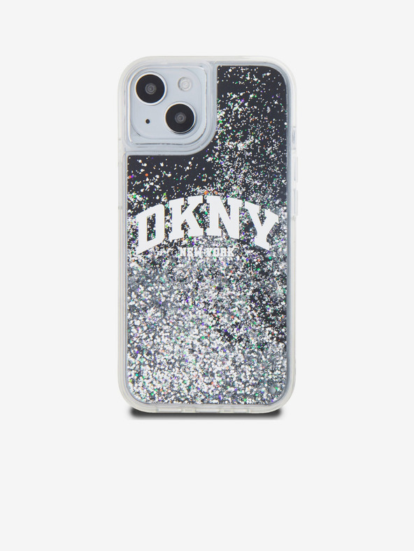 DKNY Liquid Glitter Arch Logo Back Cover für iPhone 14 Schwarz DKNY