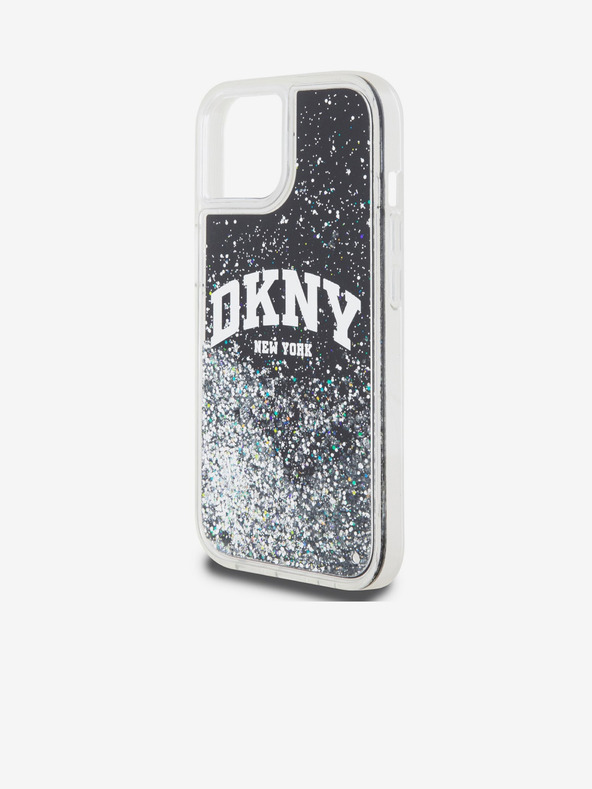 DKNY Liquid Glitter Arch Logo Back Cover für iPhone 14 Schwarz DKNY