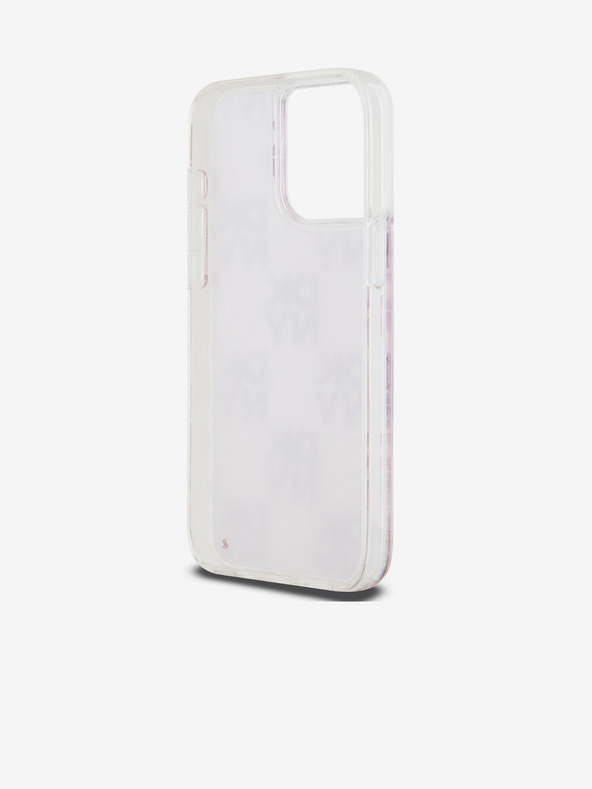 DKNY Liquid Glitter Checkered Pattern Back Cover für iPhone 15 Pro Max Pink DKNY
