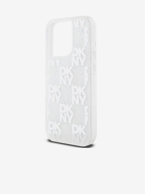 DKNY Liquid Glitter Checkered Pattern Back Cover für iPhone 15 Pro Transparent DKNY