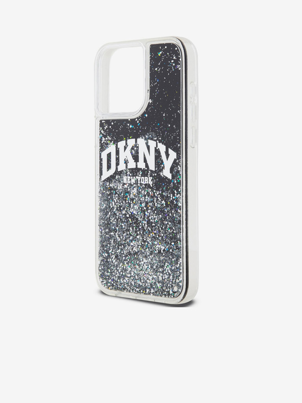 DKNY Liquid Glitter Arch Logo Back Cover für iPhone 14 Pro Max Schwarz DKNY