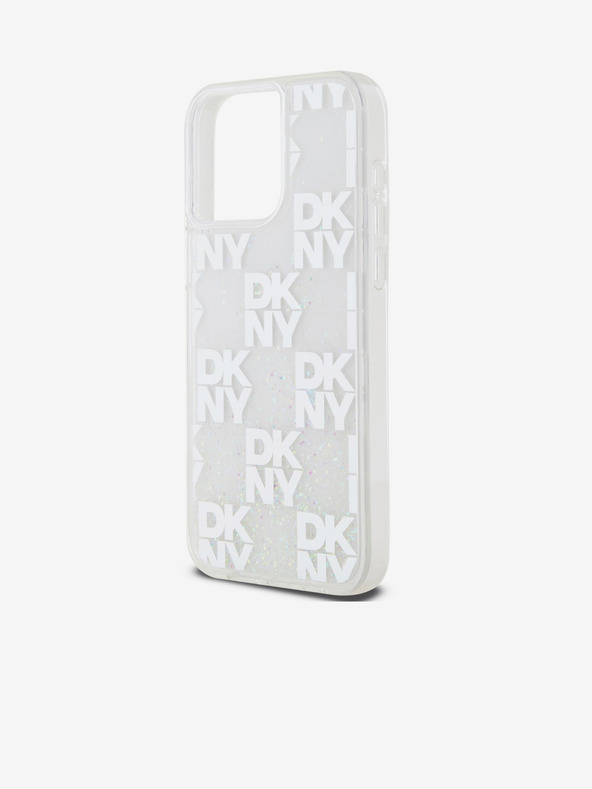 DKNY Liquid Glitter Checkered Pattern Back Cover für iPhone 15 Pro Max Transparent DKNY