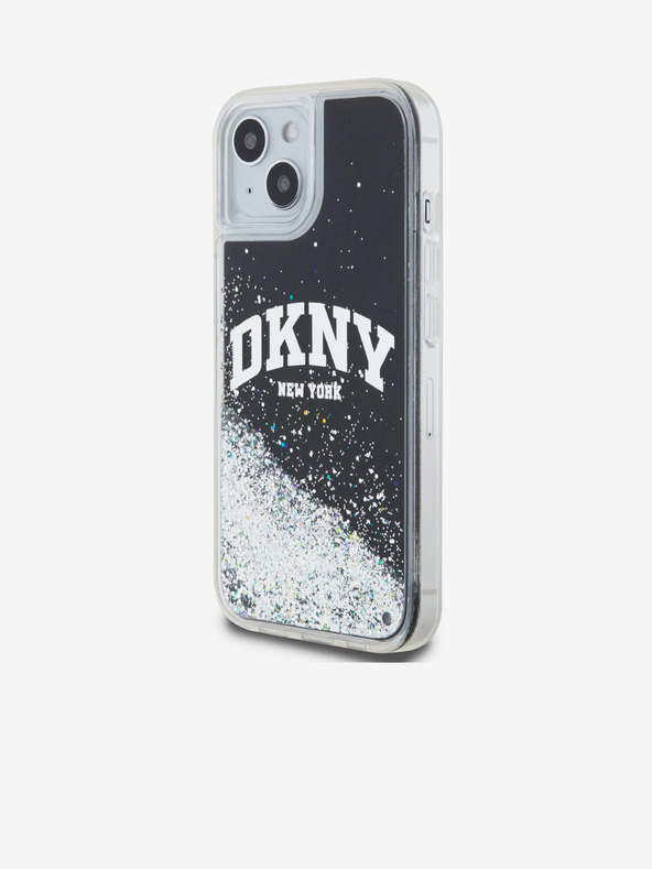 DKNY Liquid Glitter Arch Logo Back Cover für iPhone 15 Schwarz DKNY