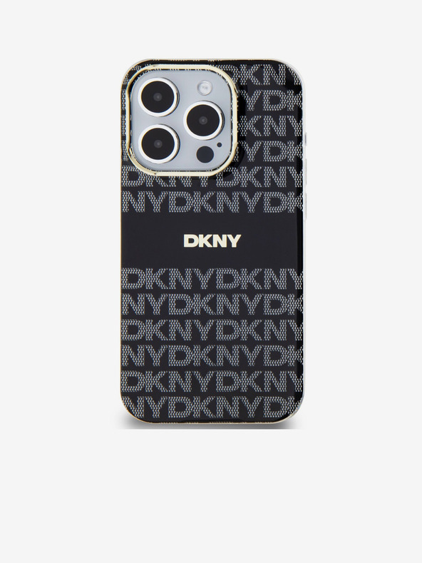 DKNY PC/TPU Wiederholungsmuster Tonal Stripe Magsafe Back Cover für iPhone 15 Pro Schwarz DKNY