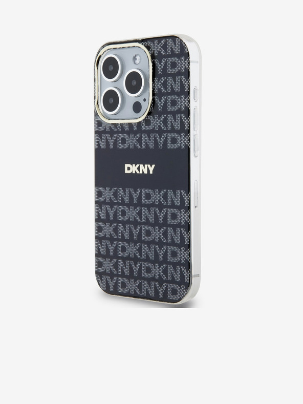 DKNY PC/TPU Wiederholungsmuster Tonal Stripe Magsafe Back Cover für iPhone 15 Pro Schwarz DKNY