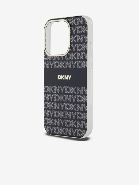 DKNY PC/TPU Wiederholungsmuster Tonal Stripe Magsafe Back Cover für iPhone 15 Pro Schwarz DKNY