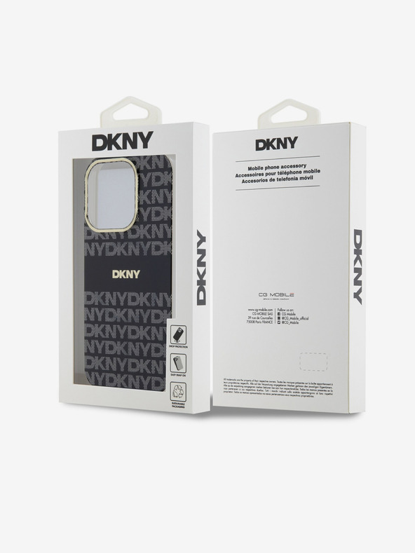 DKNY PC/TPU Wiederholungsmuster Tonal Stripe Magsafe Back Cover für iPhone 15 Pro Schwarz DKNY