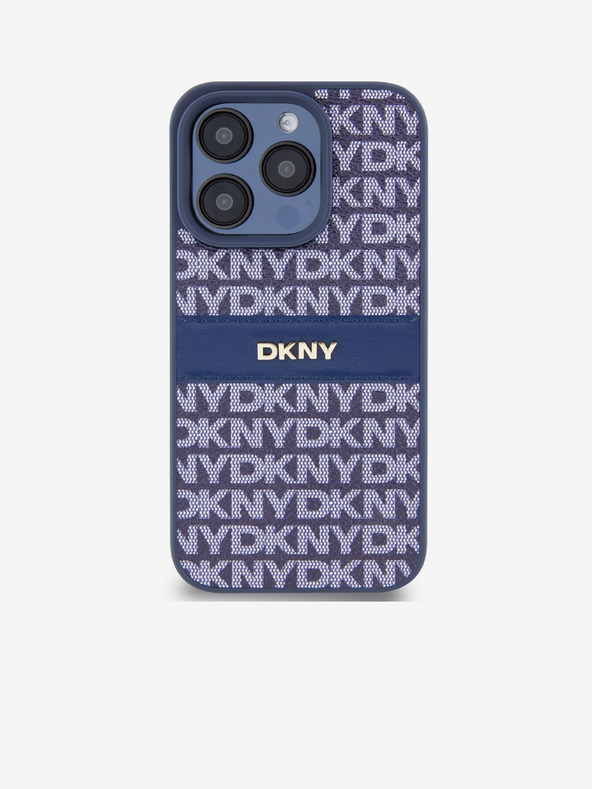 DKNY Rückseite für iPhone 15 Pro Max Blau DKNY PU-Leder mit Tonstreifenmuster