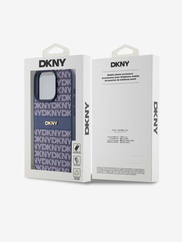 DKNY Rückseite für iPhone 15 Pro Max Blau DKNY PU-Leder mit Tonstreifenmuster