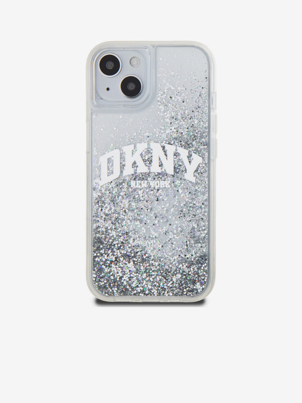 DKNY Liquid Glitter Arch Logo Back Cover für iPhone 15 Transparent DKNY