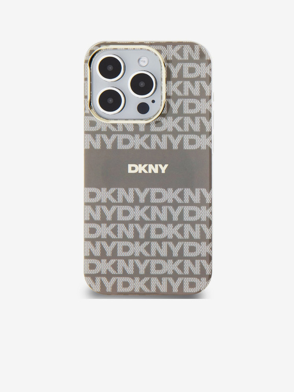 DKNY PC/TPU Streifenmuster Magsafe Schutzhülle für iPhone 15 Pro Beige DKNY