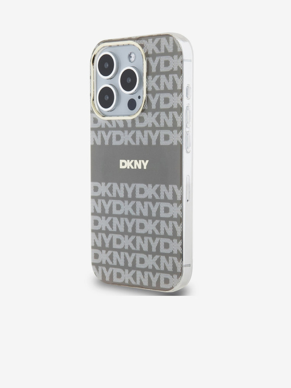 DKNY PC/TPU Streifenmuster Magsafe Schutzhülle für iPhone 15 Pro Beige DKNY