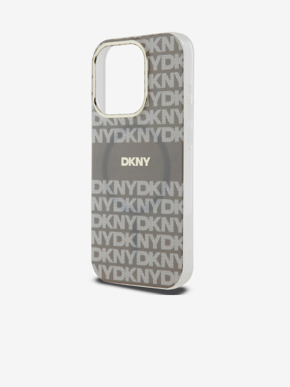 DKNY PC/TPU Streifenmuster Magsafe Schutzhülle für iPhone 15 Pro Beige DKNY