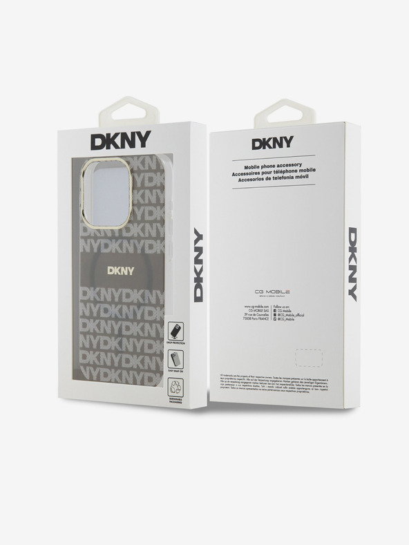 DKNY PC/TPU Streifenmuster Magsafe Schutzhülle für iPhone 15 Pro Beige DKNY