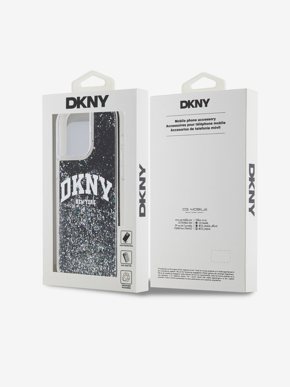 DKNY Liquid Glitter Arch Logo Back Cover für iPhone 13 Pro Schwarz DKNY