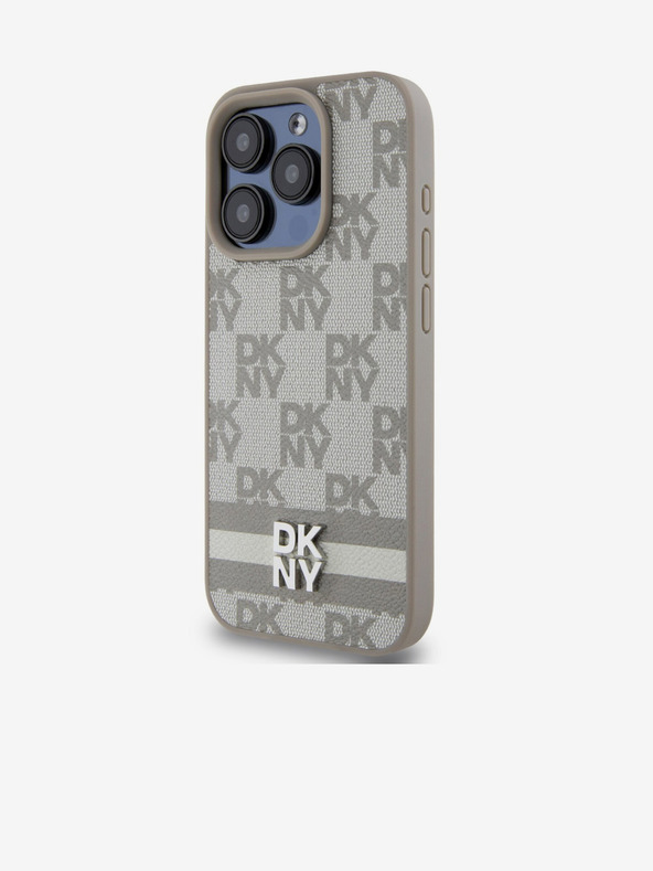 DKNY Rückseite aus PU-Leder mit Karomuster und Streifen für iPhone 13 Pro Beige DKNY