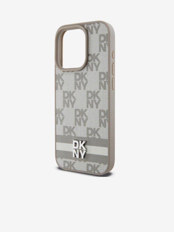 DKNY Rückseite aus PU-Leder mit Karomuster und Streifen für iPhone 13 Pro Beige DKNY
