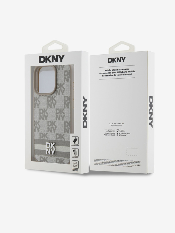 DKNY Rückseite aus PU-Leder mit Karomuster und Streifen für iPhone 13 Pro Beige DKNY