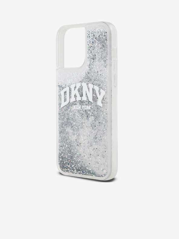 DKNY Liquid Glitter Arch Logo Back Cover für iPhone 15 Pro Max Transparent DKNY