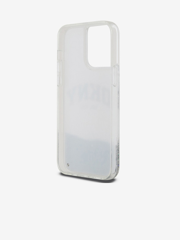 DKNY Liquid Glitter Arch Logo Back Cover für iPhone 15 Pro Max Transparent DKNY
