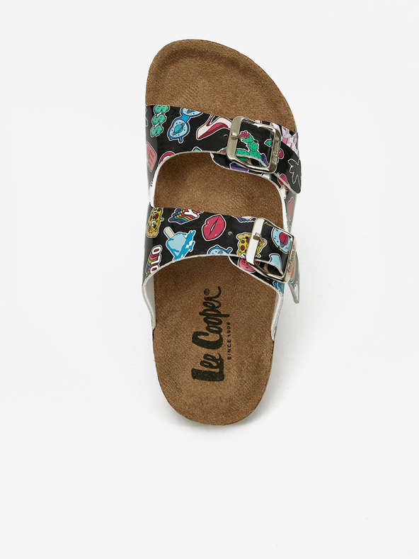 Lee Cooper Schwarze gemusterte Mädchen-Pantoffeln Lee Cooper