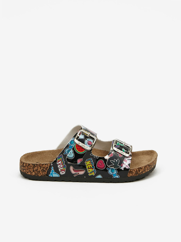 Lee Cooper Schwarze gemusterte Mädchen-Pantoffeln Lee Cooper