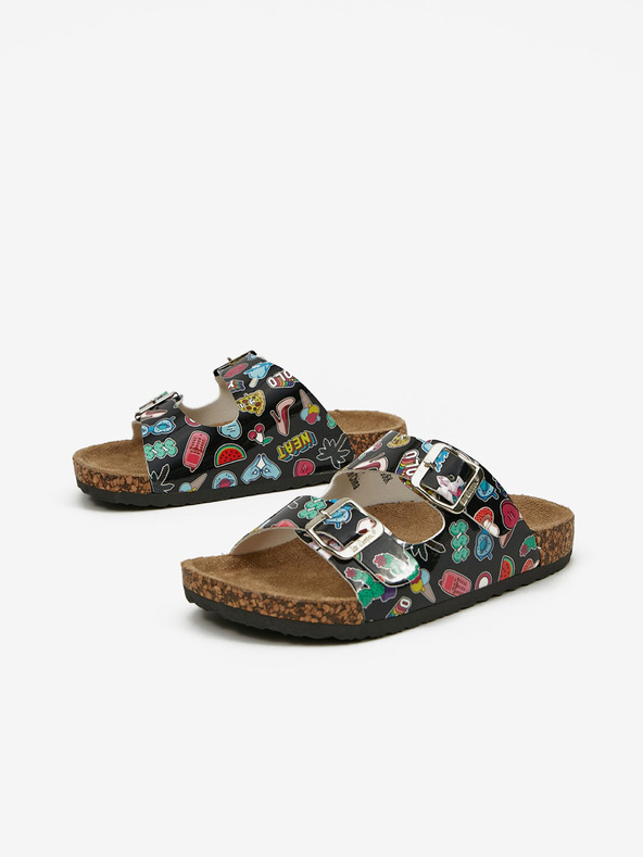 Lee Cooper Schwarze gemusterte Mädchen-Pantoffeln Lee Cooper