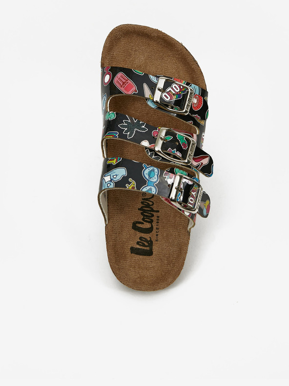 Lee Cooper Schwarze gemusterte Mädchen-Pantoffeln Lee Cooper