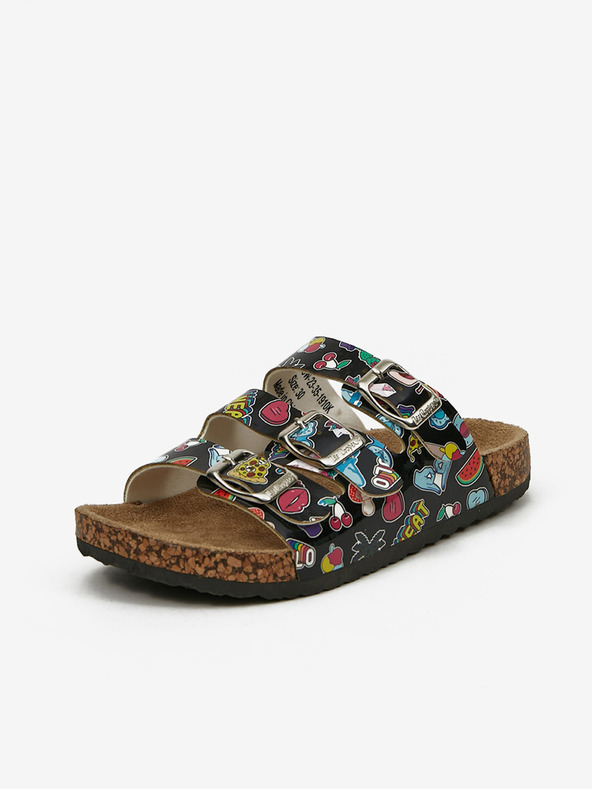 Lee Cooper Schwarze gemusterte Mädchen-Pantoffeln Lee Cooper