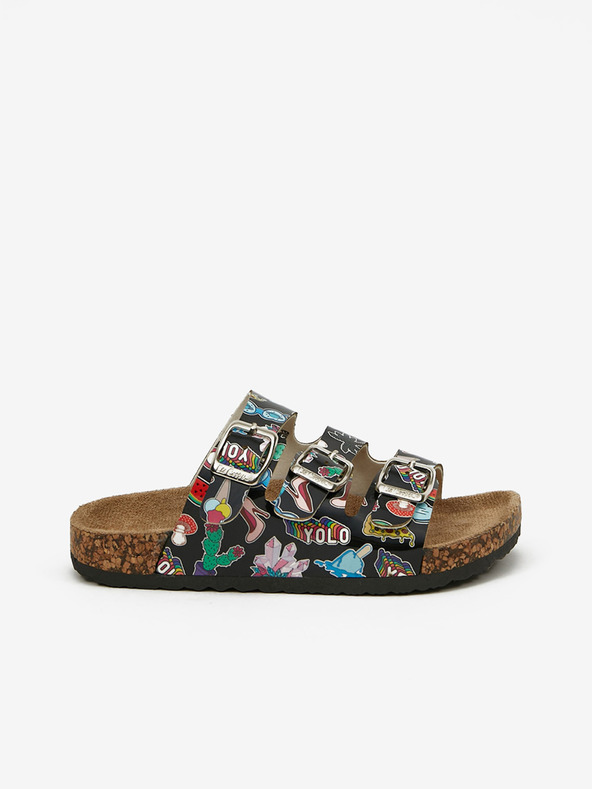 Lee Cooper Schwarze gemusterte Mädchen-Pantoffeln Lee Cooper