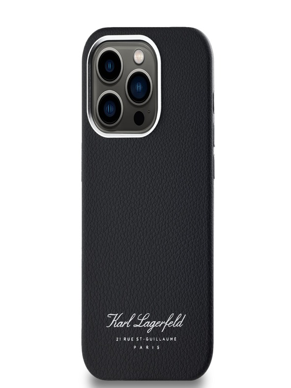 Karl Lagerfeld Genarbtes PU Hotel RSG Back Cover für iPhone 14 Pro Schwarz Karl Lagerfeld
