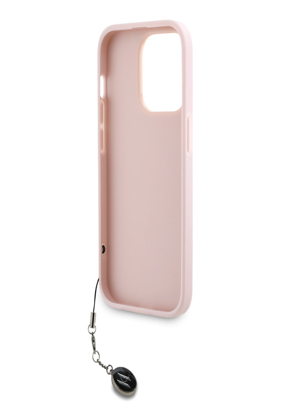 Karl Lagerfeld Karl Lagerfeld PU Saffiano Rhinestone Charm Back Cover für iPhone 14 Pro Rosa