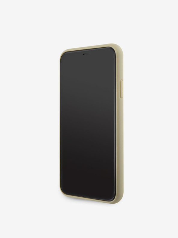 Guess Guess Strasssteinchen Dreieck Metall Logo Hülle für iPhone 11 Pro Max Gold
