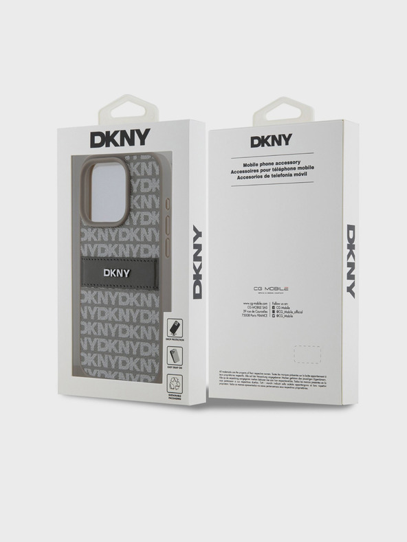 DKNY Rückseite für iPhone 14 Pro Max aus PU-Leder mit tonalem Streifenmuster Beige DKNY