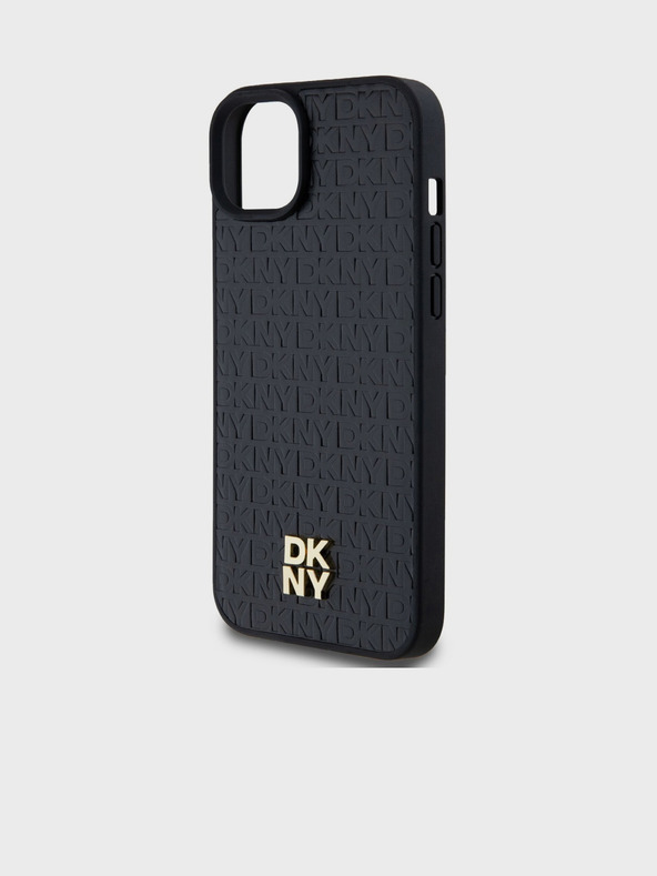 DKNY PU Leder Wiederholungsmuster Stack Logo Magsafe Schutzhülle für iPhone 13 Schwarz DKNY