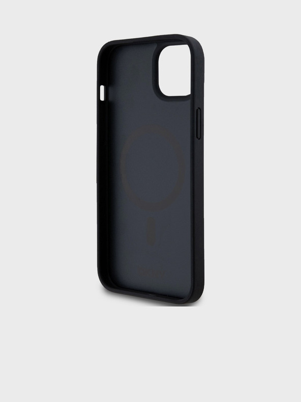 DKNY PU Leder Wiederholungsmuster Stack Logo Magsafe Schutzhülle für iPhone 13 Schwarz DKNY