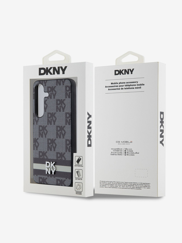 DKNY PU Leder Karomuster und Streifen Rückseitenschutz für Samsung Galaxy S24 Schwarz DKNY