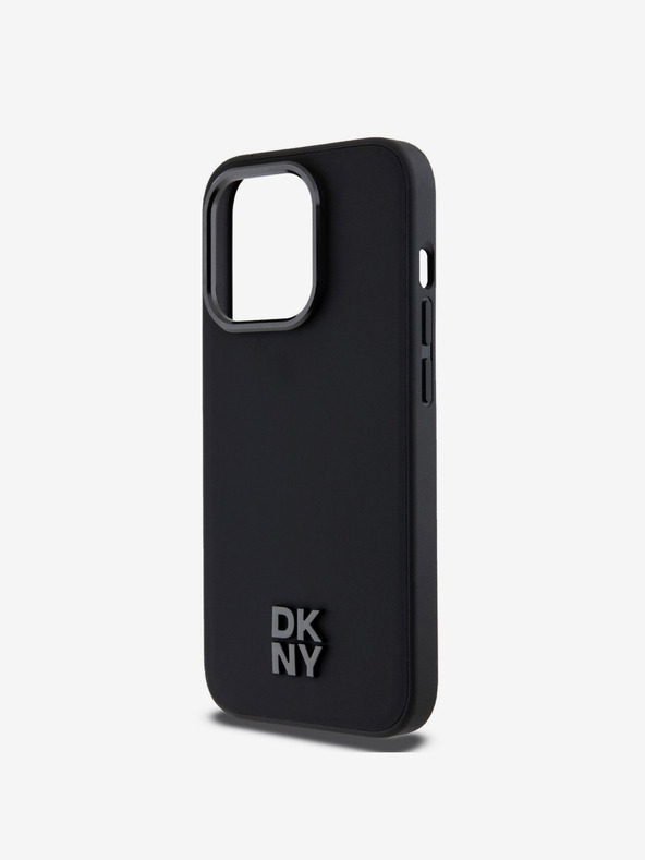 DKNY PU Leder Stack Logo Magsafe Back Cover für iPhone 14 Pro Max Schwarz DKNY