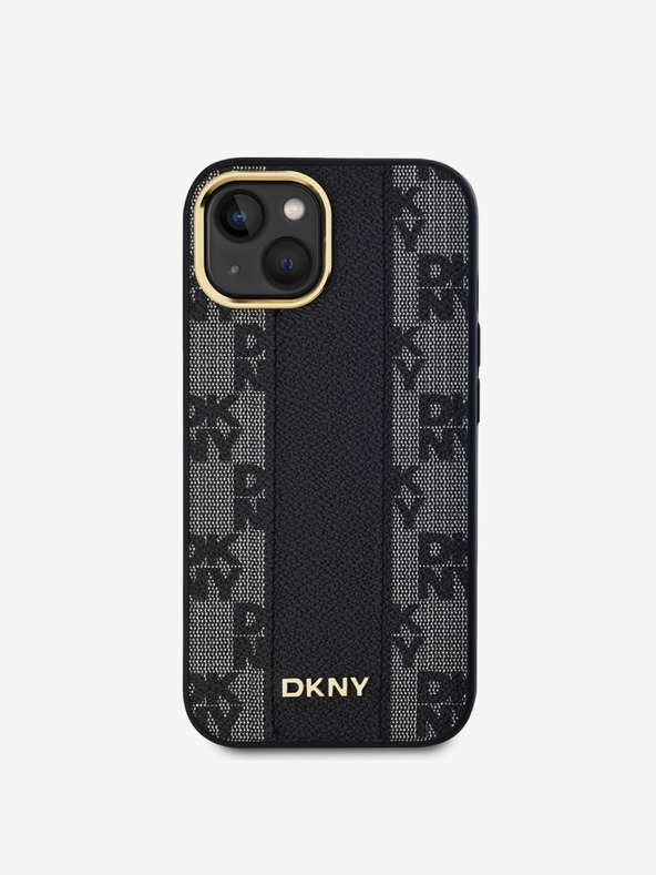 DKNY PU Leder Karomuster Magsafe Schutzhülle für iPhone 15 Schwarz DKNY