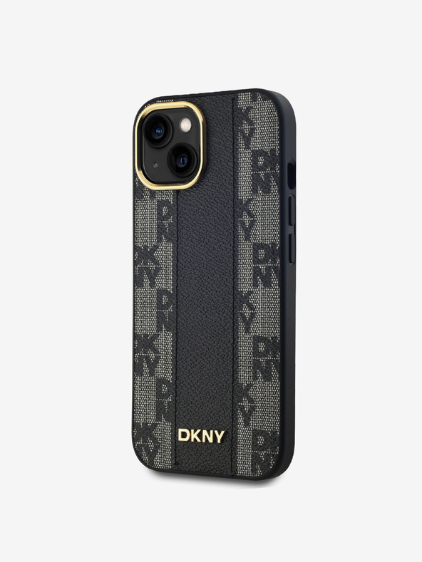 DKNY PU Leder Karomuster Magsafe Schutzhülle für iPhone 15 Schwarz DKNY