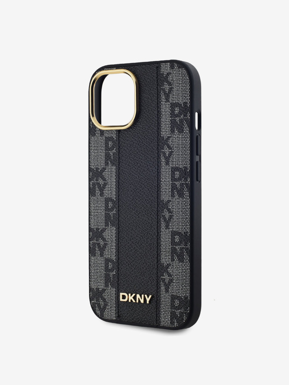 DKNY PU Leder Karomuster Magsafe Schutzhülle für iPhone 15 Schwarz DKNY