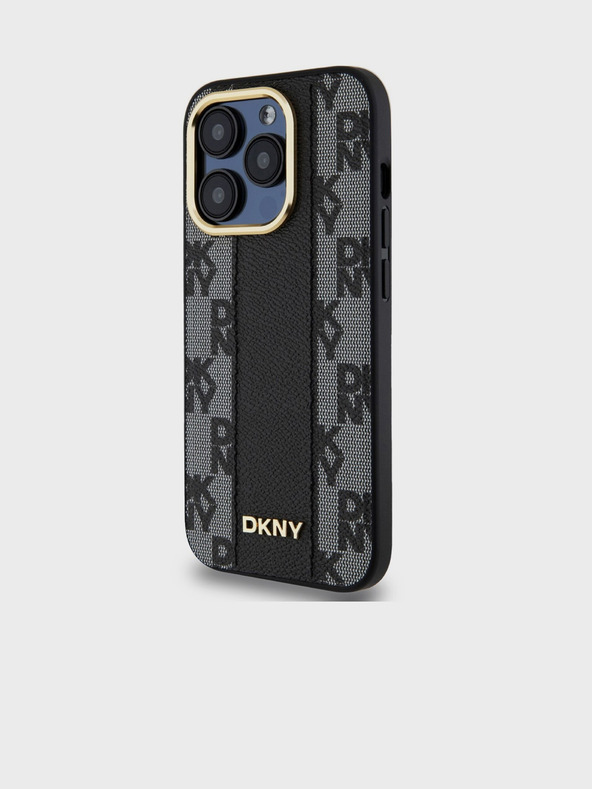 DKNY PU Leder Karomuster Magsafe Schutzhülle für iPhone 15 Pro Schwarz DKNY