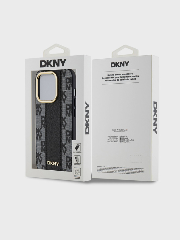 DKNY PU Leder Karomuster Magsafe Schutzhülle für iPhone 15 Pro Schwarz DKNY