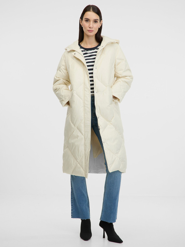 Orsay Cremefarbener gesteppter Damen-Daunenmantel ORSAY