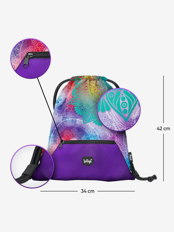BAAGL  Lila Schulranzen mit Tasche Mandala Baagl