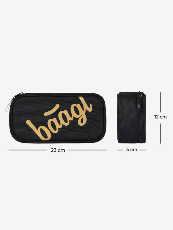 BAAGL  Schwarzes Schulset - Rucksack, Mäppchen und Tasche Baagl Skate Gold