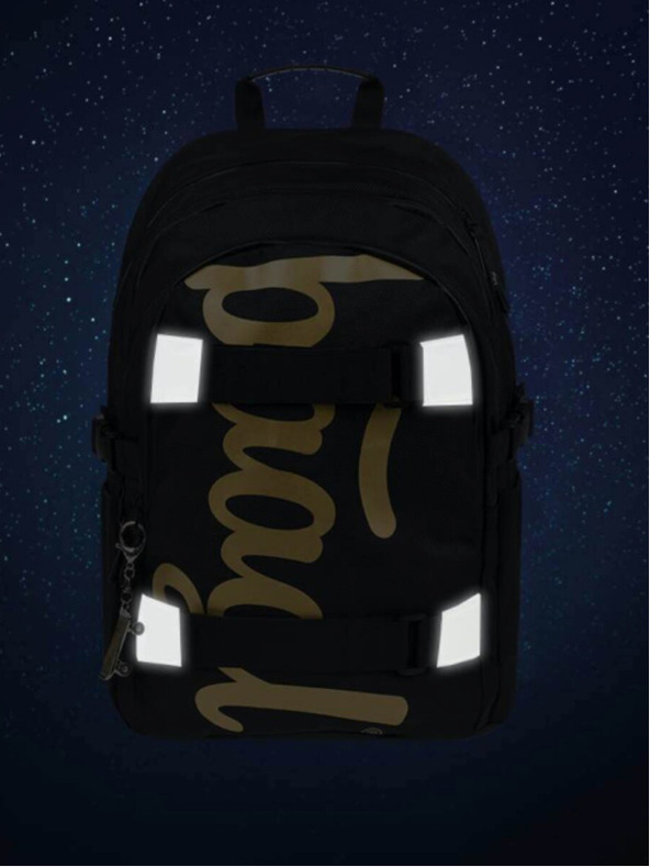 BAAGL  Schwarzes Schulset - Rucksack, Mäppchen und Tasche Baagl Skate Gold