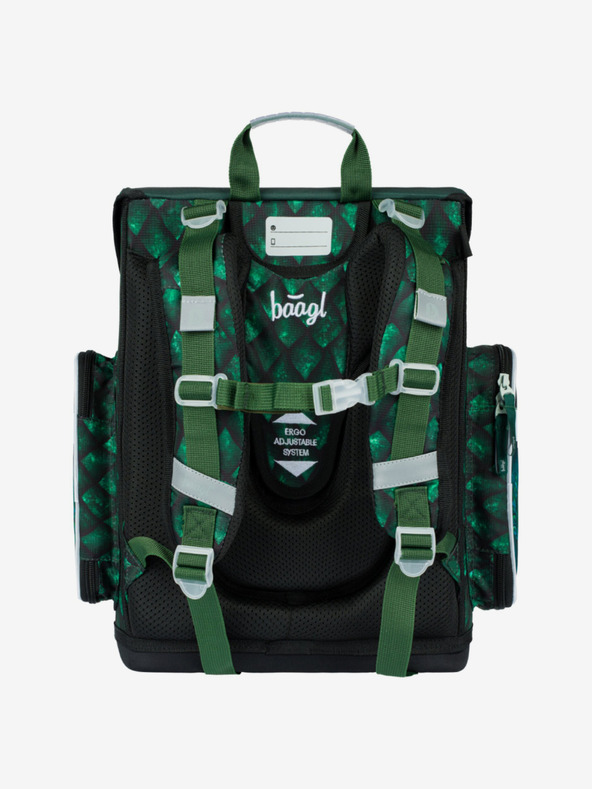 BAAGL  Grünes Schulset Ergo - Aktentasche, Federmäppchen, Tasche Baagl Dragon